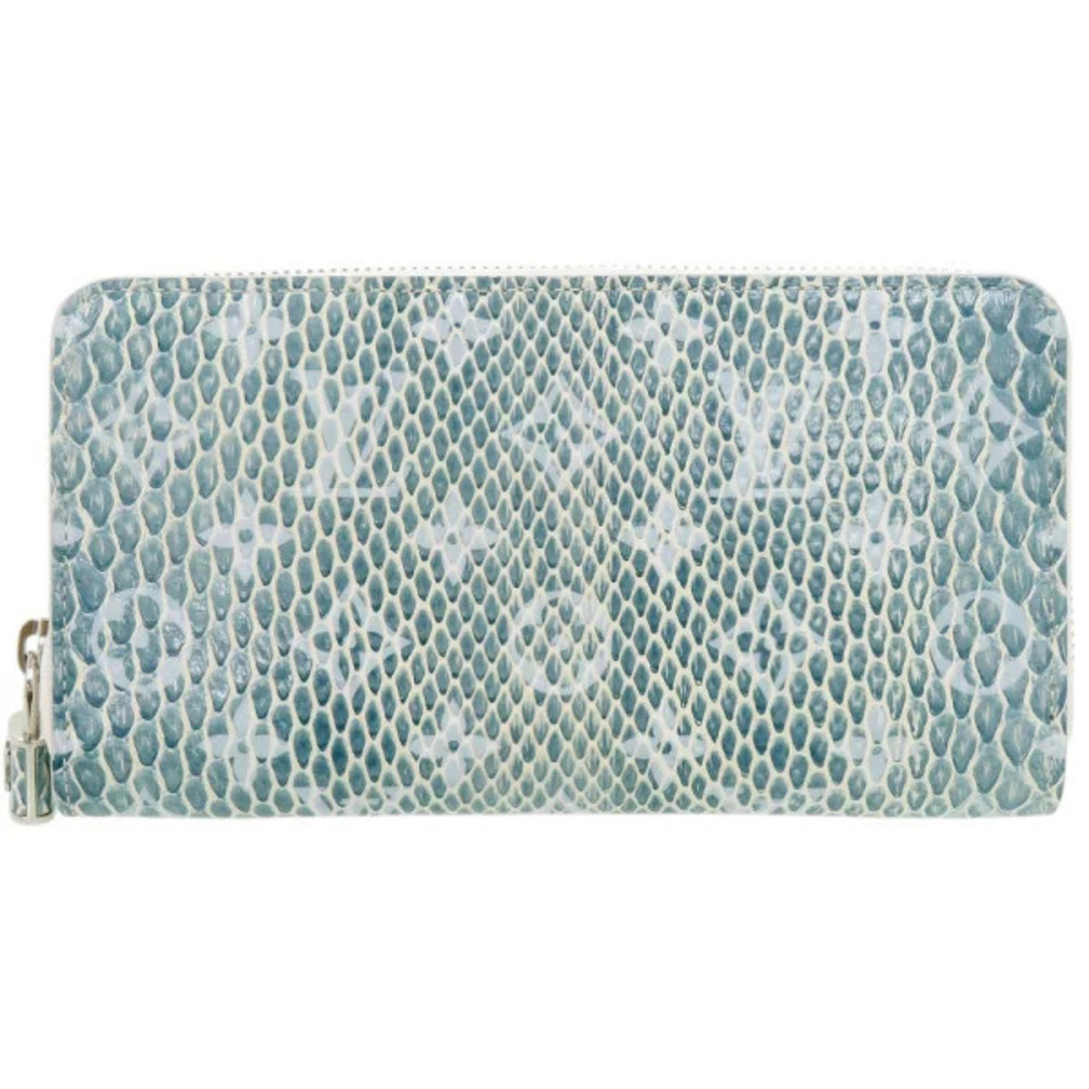 Louis Vuitton Zippy Wallet Monogram Python Blue Long LV